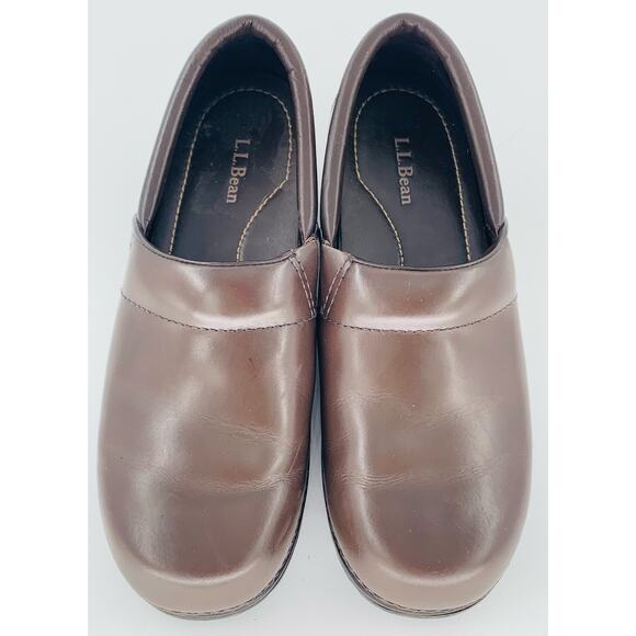 LL Bean Shoes Womens 8.5M  Brown Clogs Classic Klogs Heel Slip On Rubber Sole - Picture 8 of 9